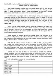 English Worksheet: St Helen Volcano