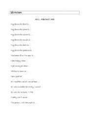 English worksheet: All about me