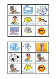 English Worksheet: weather bingo cards