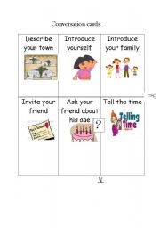 English worksheet: conversation cards