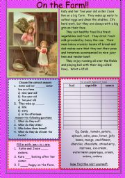 English Worksheet: On the farm!