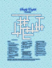 English Worksheet: Crossword - with solution