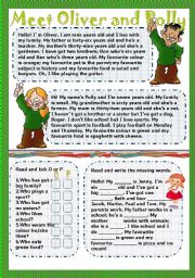 English Worksheet: meet Oliver and Polly