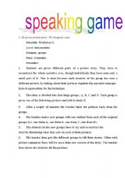 English Worksheet: Speaking game