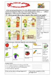 English Worksheet: Food: At the greengrocers