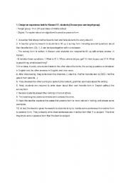 English worksheet: writing lesson_experience writing 