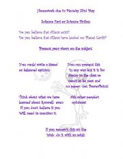 English worksheet: Aliens Fact or Fiction