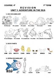 English Worksheet: SEA ANIMALS (1/3)