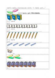 English worksheet: counting school objects