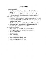 English worksheet: What is Buddhism