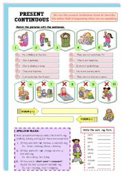 English Worksheet: Present Continuos (2 pages)