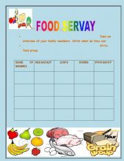 English Worksheet: food servay