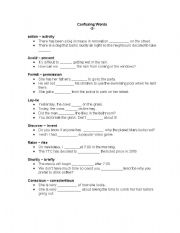 English Worksheet: Confusing Words