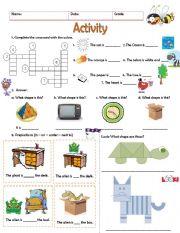 English Worksheet: Colours and shapes