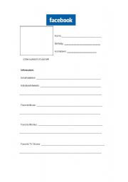 English Worksheet: Facebook sheet