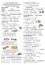 English Worksheet: tes t for 8th grades