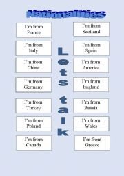 English worksheet: Nationalities - make students talk