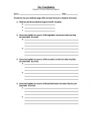 English Worksheet: The Constitution