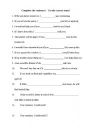 English Worksheet: Exercise Conditional I & II