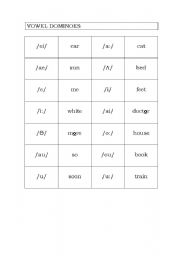 English worksheet: Dominoes of vowel sounds