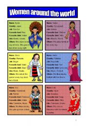 English Worksheet: Activity Card: Women Around the World