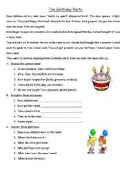 English Worksheet: The Birthday