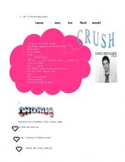 English worksheet: CRUSH    A  BEAUTIFUL  SONG   ABOUT  LOVE