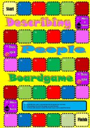 English Worksheet: Describing People Caricatures Boardgame + 9 cards