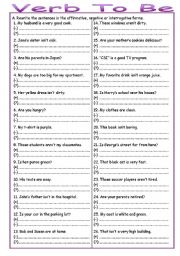 English Worksheet: Verb to be (with answer key)