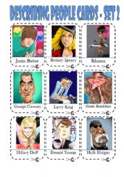 Describing People Caricatures Boardgame 18 Cards