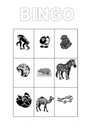 English Worksheet: bingo of animals at the zoo
