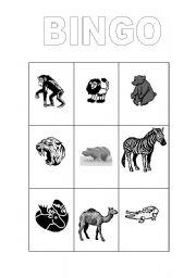 English worksheet: bingo of animals at the zoo