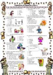 English Worksheet: Examination for Elementary 3 (Part 1)