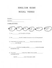 English worksheet: Exam Modal Verbs