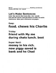 English Worksheet: Sh Ch word order worksheet