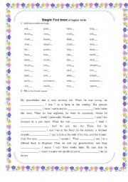 English Worksheet: simple past tense of regular verbs
