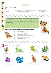 English Worksheet: Animals test