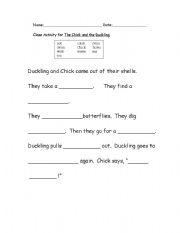 English worksheet: Chick and Duckling Cloze