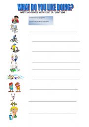 English Worksheet: what do you like doing?