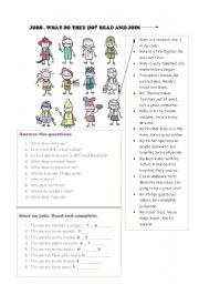 English Worksheet: More on jobs and Simple present.