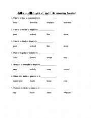 English Worksheet: Analogies Worksheet