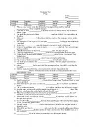 English Worksheet: Vocabulary Test Day 3 (LinguaForum)