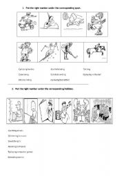 English worksheet: some sports and hobbies