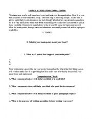 English Worksheet: Model Essay Outline-Homework