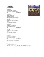 English worksheet: Yesterday by the Beatles Listening Exercise