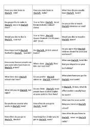 English Worksheet: articles game/ conversationcards