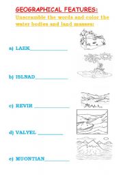 English worksheet: Geographical features