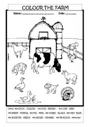 English Worksheet: COLOUR THE FARM