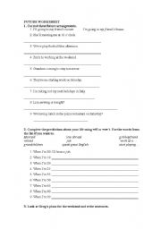 English Worksheet: FUTURE TENSE