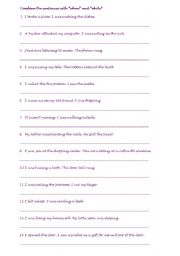 English Worksheet: when and while exercise